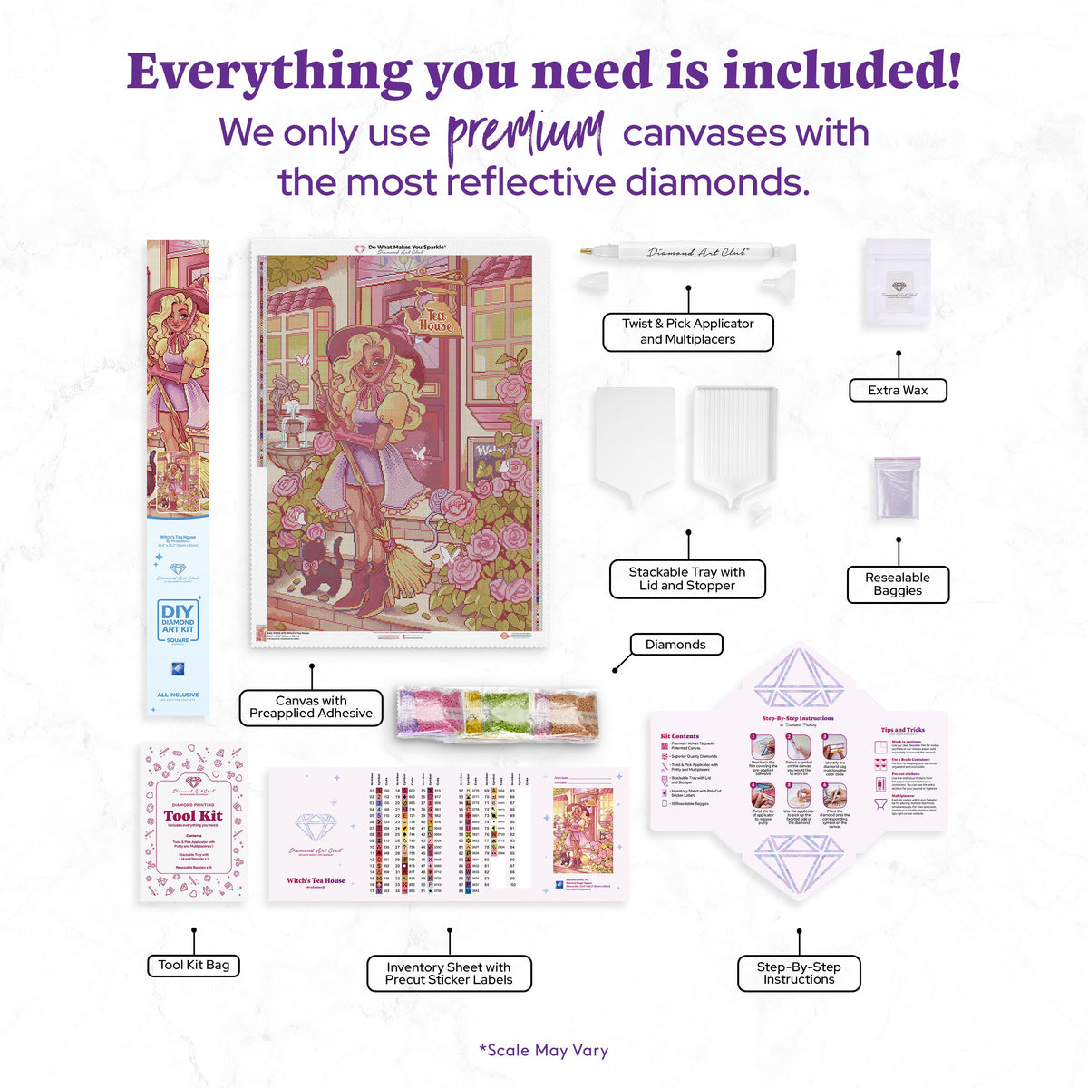 Diamond Painting Witch's Tea House 25.6" x 36.2" (65cm x 92cm) / Square With 79 Colors Including 4 ABs and 1 Frosted Diamond and 4 Fairy Dust Diamonds / 96,309