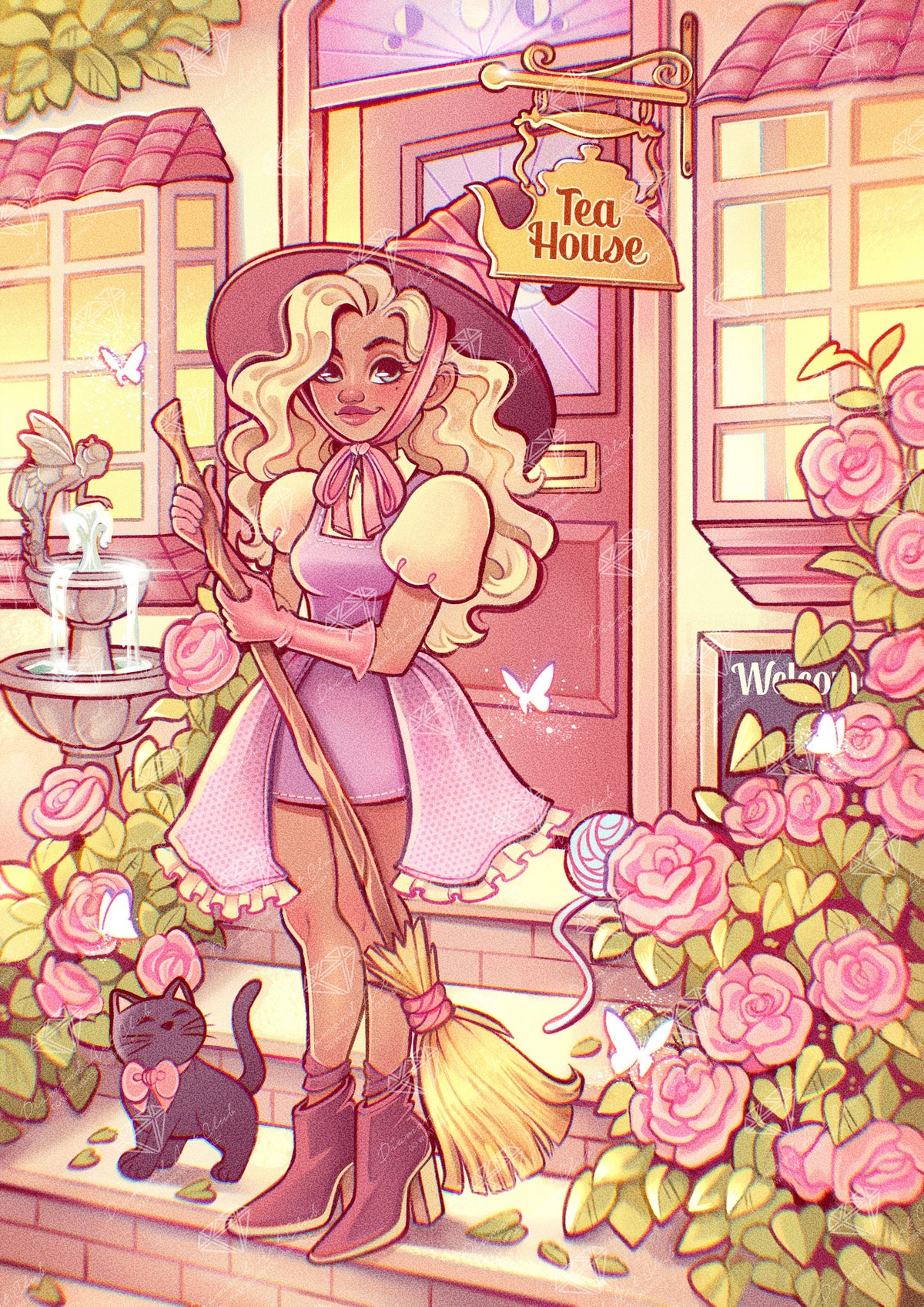 Diamond Painting Witch's Tea House 25.6" x 36.2" (65cm x 92cm) / Square With 79 Colors Including 4 ABs and 1 Frosted Diamond and 4 Fairy Dust Diamonds / 96,309