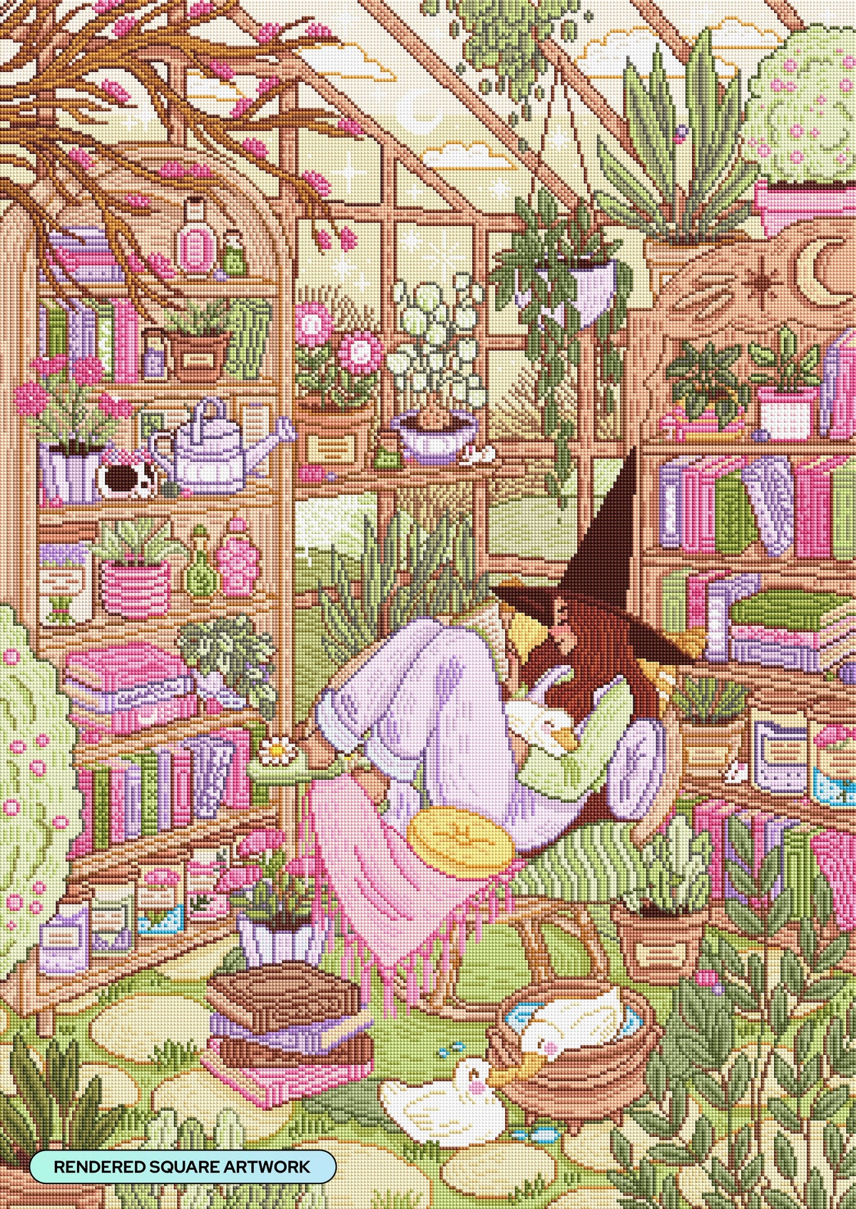 Diamond Painting Witchy Greenhouse 25.6" x 36.2" (65cm x 91.8cm) / Square with 63 Colors including 2 ABs and 4 Fairy Dust Diamonds / 96,309