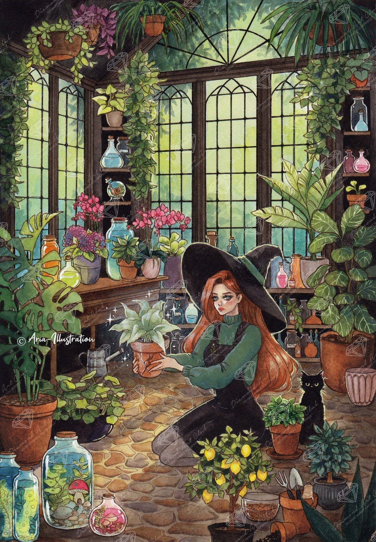 Diamond Painting Witchy Greenhouse 27.6" x 39.8" (69.9cm x 100.8cm) / Square with 71 Colors including 1 AB and 7 Fairy Dust Diamonds / 113,805
