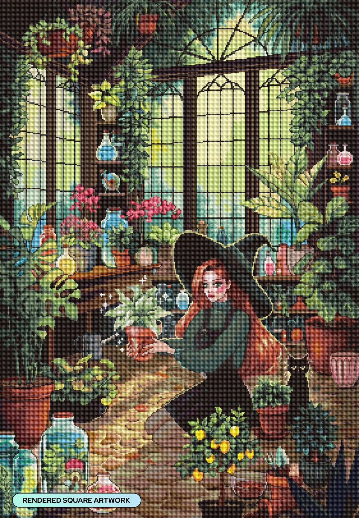 Diamond Painting Witchy Greenhouse 27.6" x 39.8" (69.9cm x 100.8cm) / Square with 71 Colors including 1 AB and 7 Fairy Dust Diamonds / 113,805