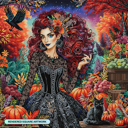 Diamond Painting Witchy Woman 27.6" x 27.6" (69.9cm x 69.9cm) / Square with 94 Colors including 5 ABs and 2 Fairy Dust Diamonds / 78,961