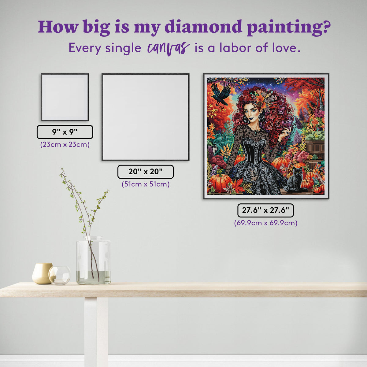 Diamond Painting Witchy Woman 27.6" x 27.6" (69.9cm x 69.9cm) / Square with 94 Colors including 5 ABs and 2 Fairy Dust Diamonds / 78,961