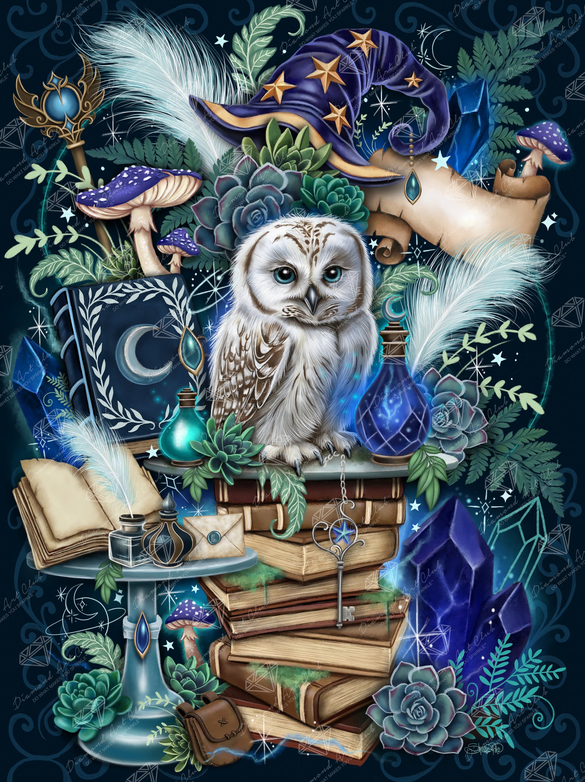 Diamond Painting Wizard's Companion 25.6" x 34.3" (65cm x 86.9cm) / Square with 96 Colors including 2 ABs and 1 Electro Diamond and 1 Iridescent Diamond and 6 Fairy Dust Diamonds / 91,089