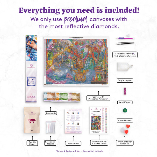 Diamond Painting Wizard's Spell 37" x 27.6" (94cm x 70cm) / Square with 88 Colors including 5 ABs and 3 Fairy Dust Diamonds / 105,937