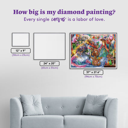 Diamond Painting Wizard's Spell 37" x 27.6" (94cm x 70cm) / Square with 88 Colors including 5 ABs and 3 Fairy Dust Diamonds / 105,937