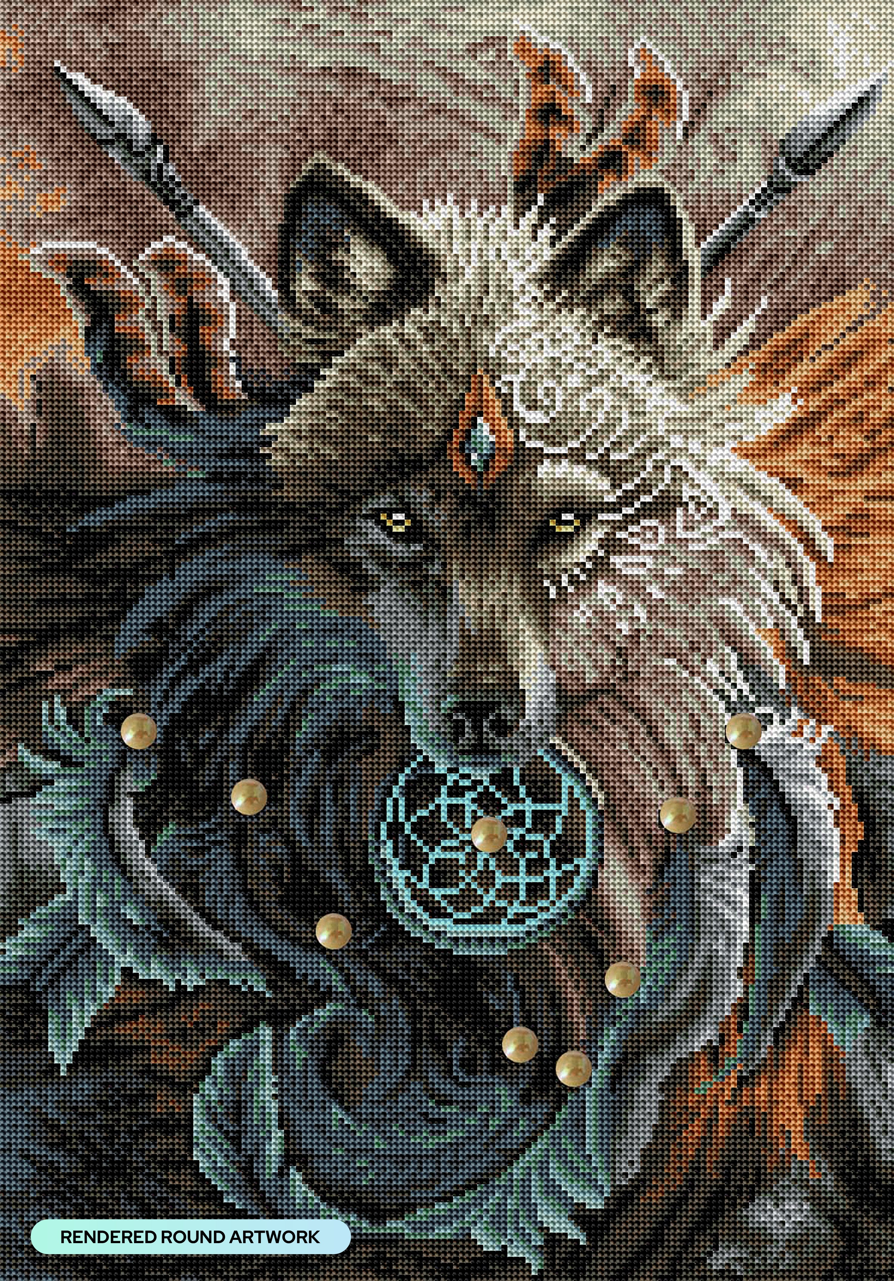 SHIYAO 1 PCS 5D Dream Catcher Double Wolf DIY Square Diamond Painting  Animals Embroidery Full Drill Craft Home Decor (Style 25,30x30cm) 