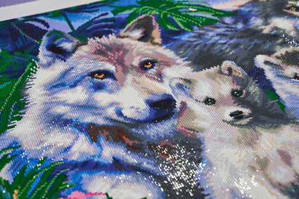 Diamond Painting Wolf Family 29" x 22" (73.7cm x 55.8cm) / Square with 67 Colors including 4 ABs / 66,304