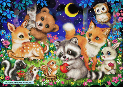 Diamond Painting Woodland Friends 31" x 22" (78.7cm x 55.88cm) / Square With 93 Colors Including 3 ABs and 4 Fairy Dust Diamonds / 70,784