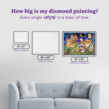 Diamond Painting Woodland Friends 31" x 22" (78.7cm x 55.88cm) / Square With 93 Colors Including 3 ABs and 4 Fairy Dust Diamonds / 70,784