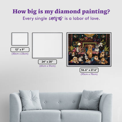 Diamond Painting Woofing from Home 36.6" x 27.6" (93cm x 70cm) / Square With 77 Colors Including 4 ABs and 3 Fairy Dust Diamonds / 104,813