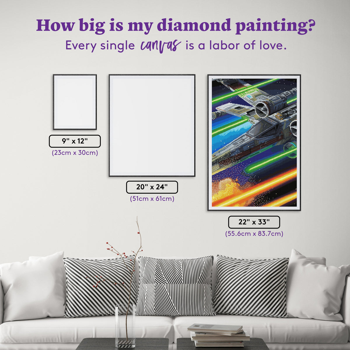 Diamond Painting X-Wing 22" x 33" (55.6cm x 83.7cm) / Round with 49 Colors including 1 AB and 5 Fairy Dust Diamonds / 61,408
