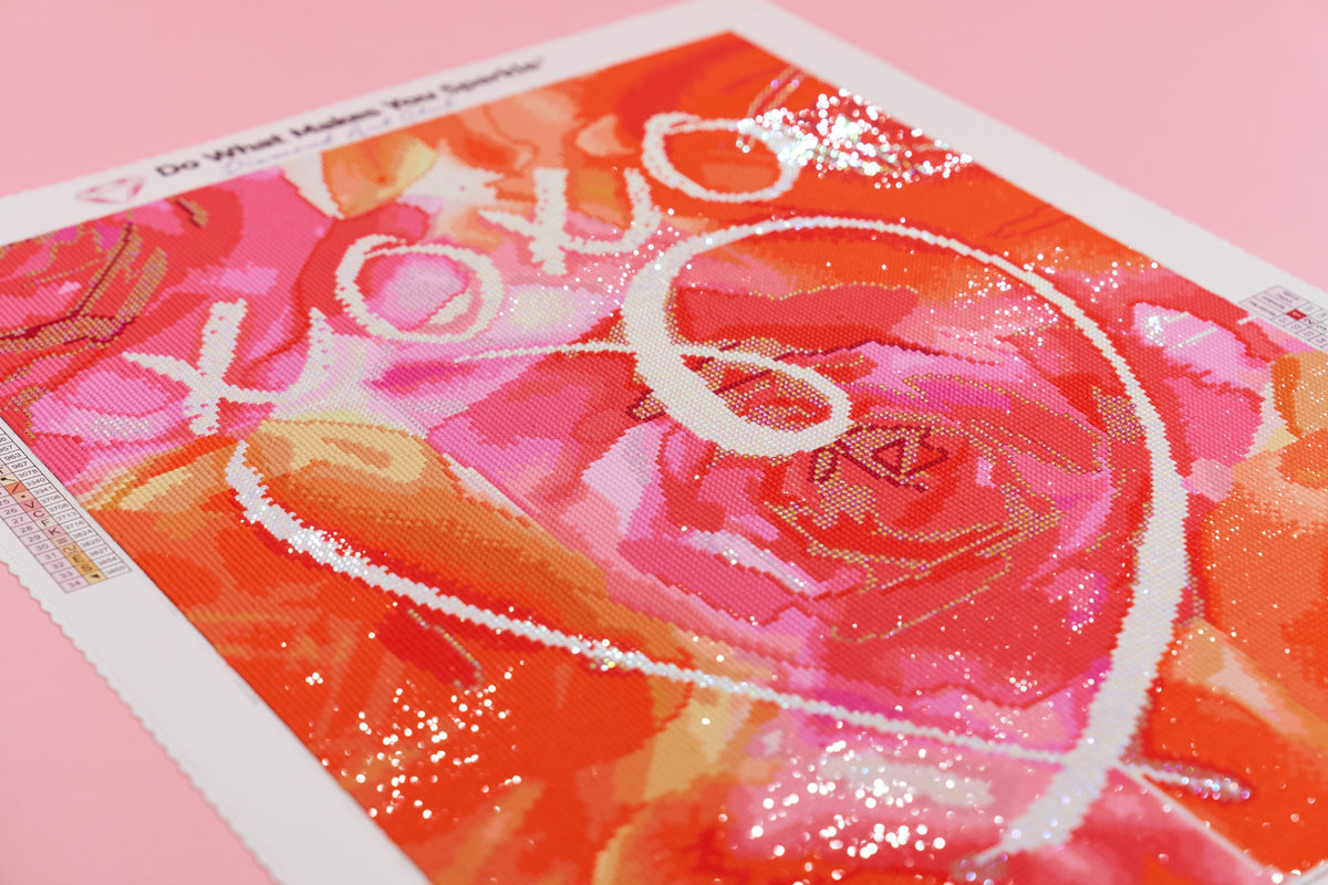 Diamond Painting XOXO Heart 17" x 22" (42.8cm x 55.8cm) / Square with 34 Colors including 4 ABs / 38,528