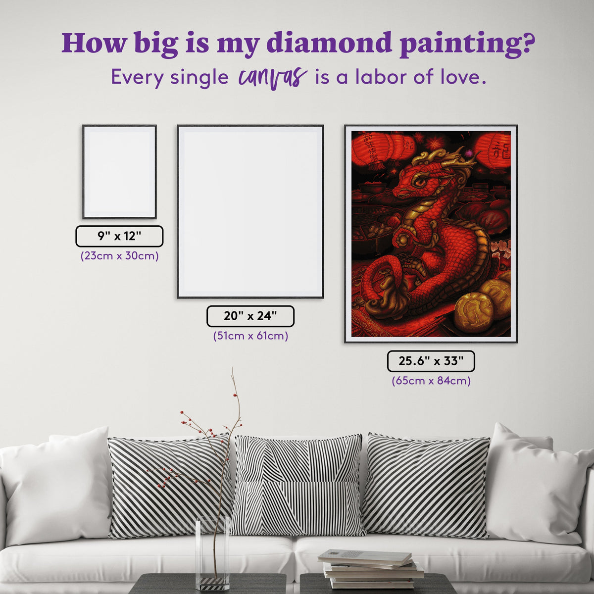 Diamond Painting Year of the Dragon 25.6" x 33.1" (65cm x 84cm) / Square With 31 Colors Including 1 ABs and 3 Fairy Dust Diamonds / 87,957