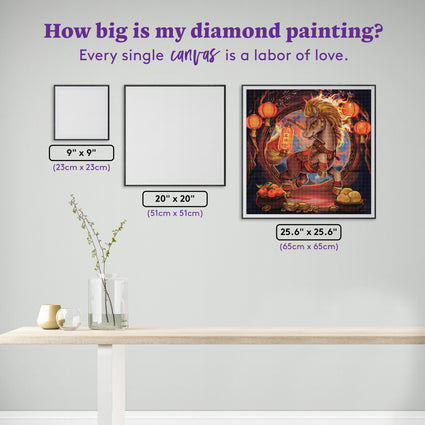 Diamond Painting Year of The Horse 25.6" x 25.6" (65cm x 65cm) / Square With 88 Colors Including 3 ABs and 3 Fairy Dust Diamonds / 68,121