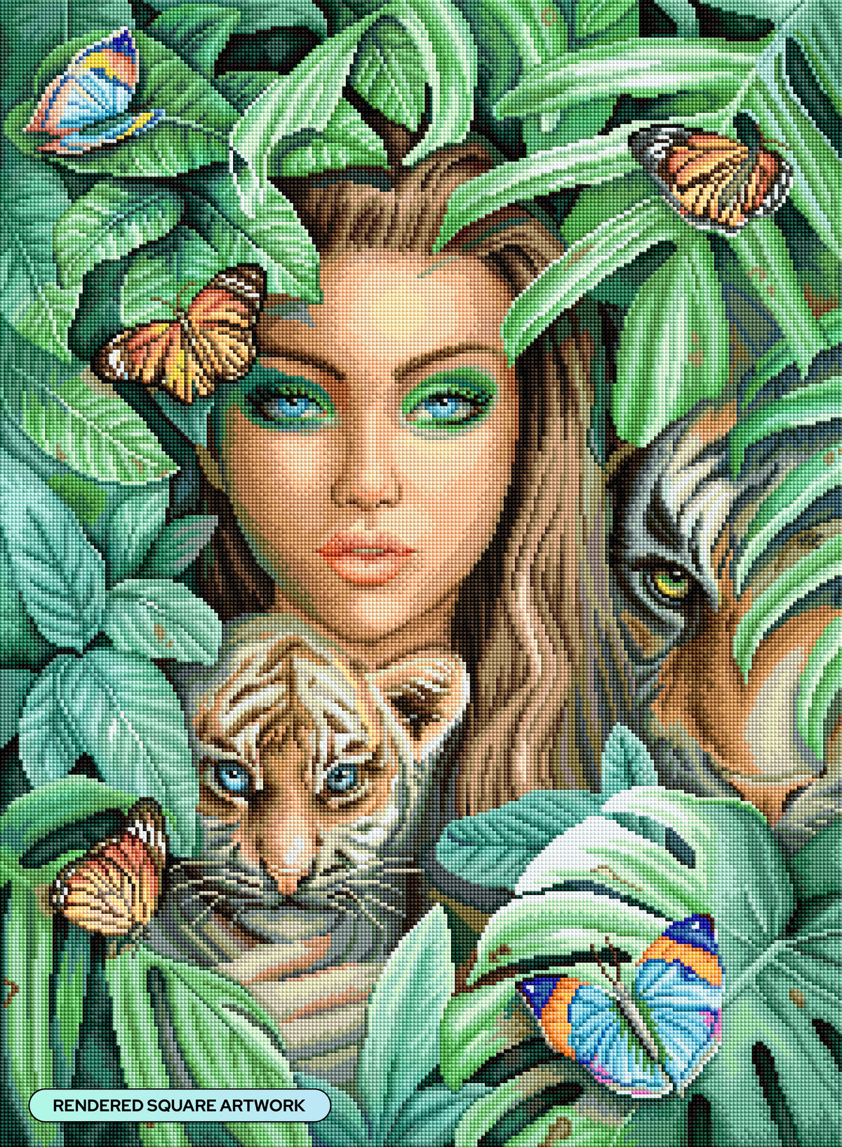 Diamond Painting Year of the Tiger 22" x 30" (55.8cm x 75.9cm) / Square with 57 Colors including 1 AB and 1 Frosted Diamond and 3 Fairy Dust Diamonds / 68,320