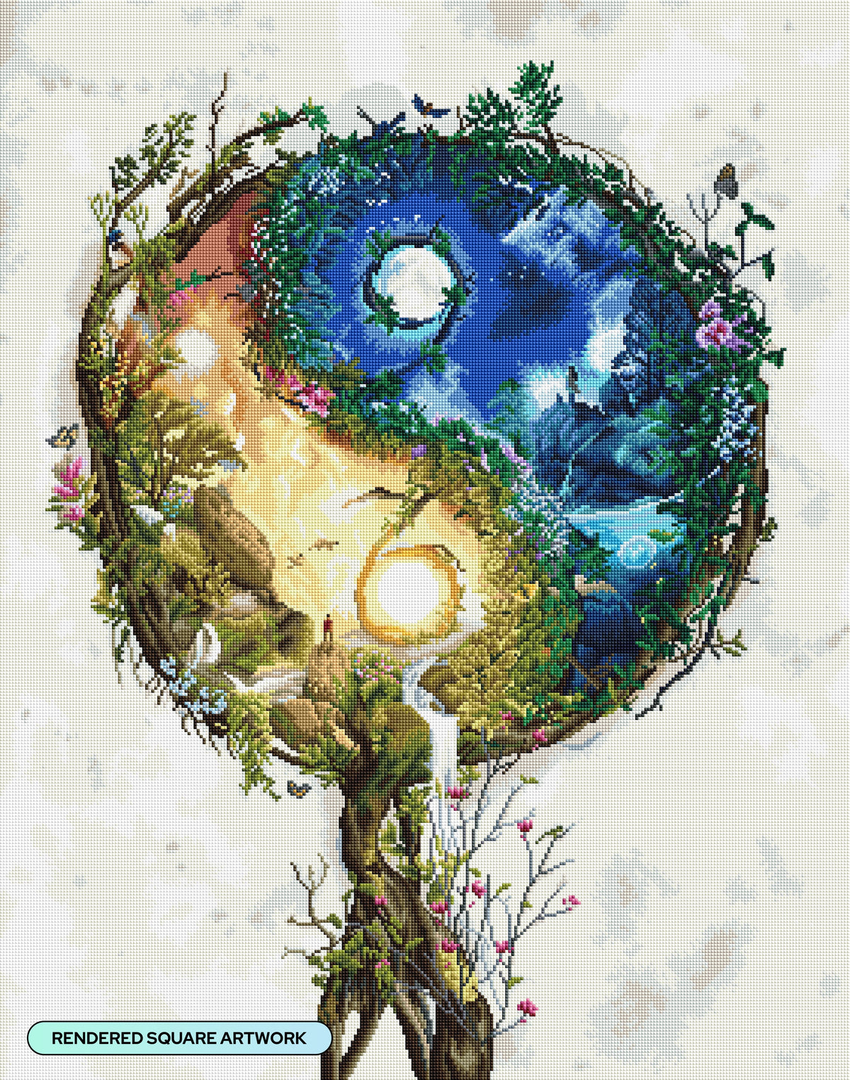 Diamond Painting Yin and Yang 27.6" x 35" (69.9cm x 88.9cm) / Square With 59 Colors including 3 ABs and 5 Fairy Dust Diamonds / 100,317
