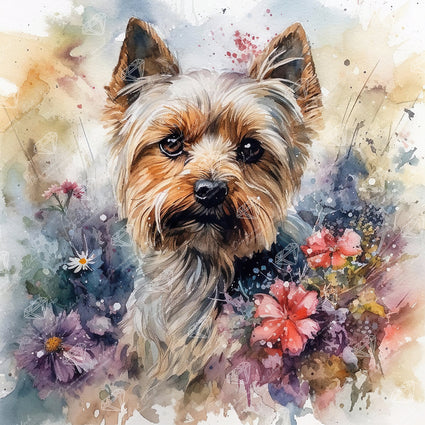 Diamond Painting Yorkie 22" x 22" (55.6cm x 55.6cm) / Round with 60 Colors including 4 Fairy Dust Diamonds / 40,804