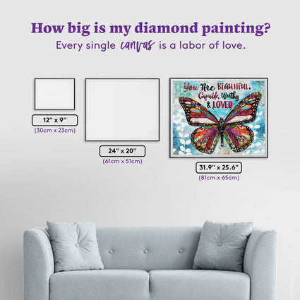 Diamond Painting You Are Loved 31.9" x 25.6" (81cm x 65cm) / Square with 76 colors including 4 ABs and 2 Fairy Dust Diamonds / 84,820