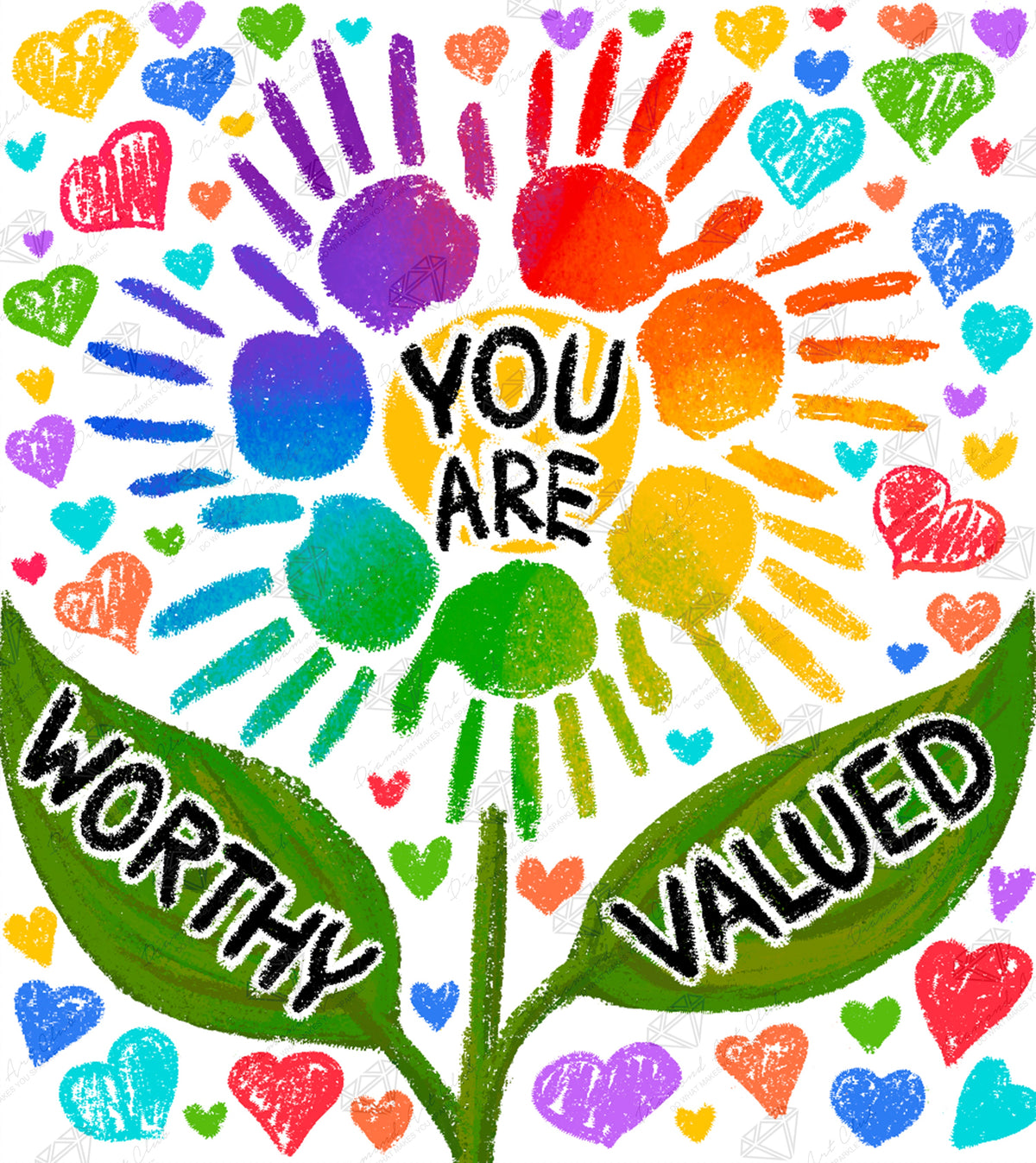 Diamond Painting You Are Worthy & Valued 17" x 19" (42.7cm x 47.9cm) / Round with 29 Colors including 1 Glow-in-the-Dark Diamond and 6 Fairy Dust Diamonds / 26,970