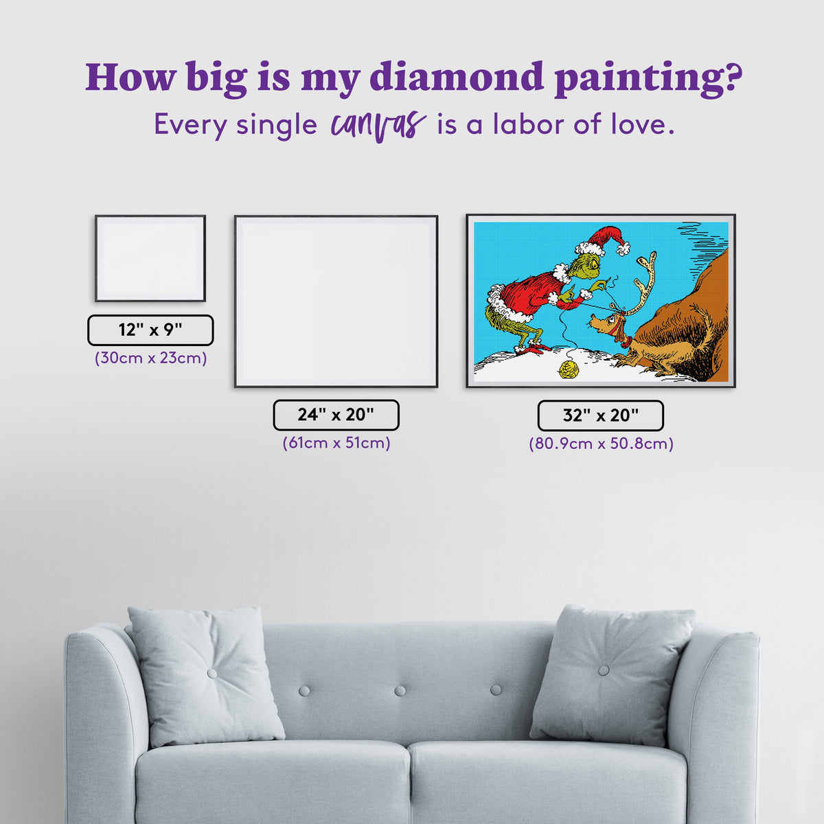 Diamond Painting You'll Be My Reindeer 32" x 20" (80.9cm x 50.8cm) / Square with 9 Colors including 3 Fairy Dust Diamonds / 66,300