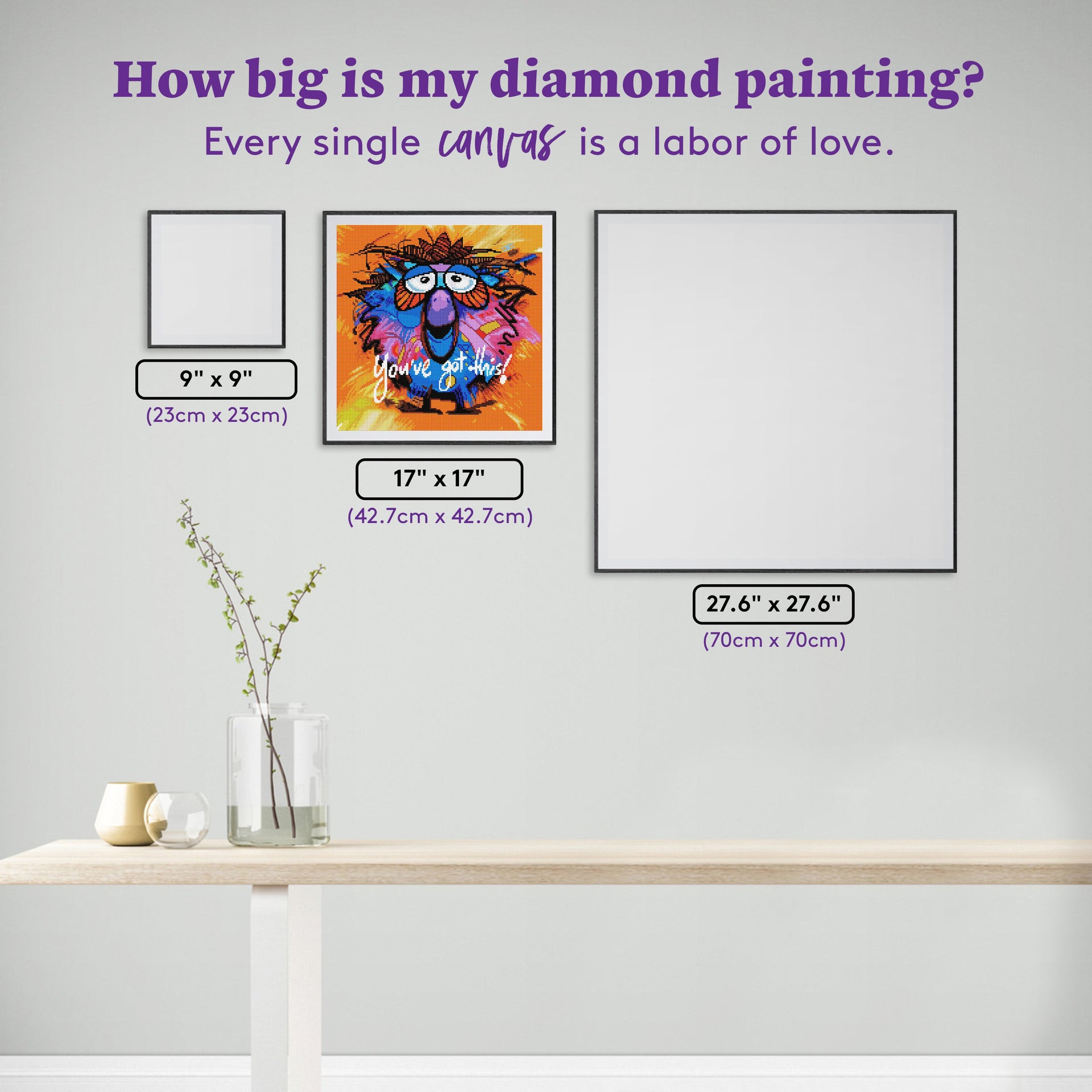 Diamond Painting You've Got This! 17" x 17" (42.7cm x 42.7cm) / Round with 37 Colors including 3 ABs and 2 Fairy Dust Diamonds / 24,025