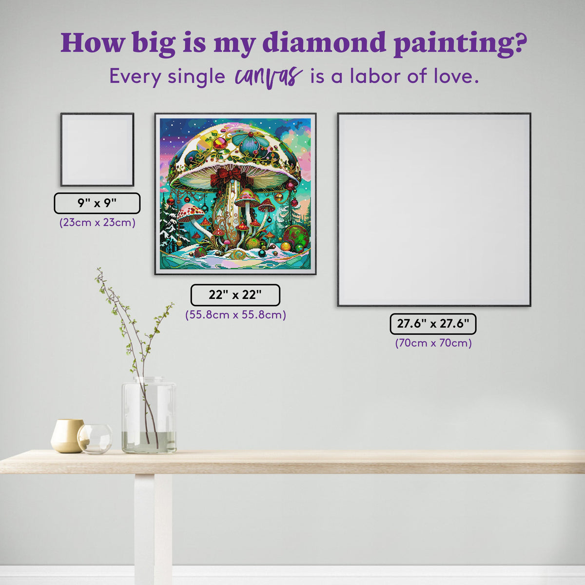 Diamond Painting Yuletide Enchanted Mushroom 22" x 22" (55.8cm x 55.8cm) / Square With 82 Colors Including 2 ABs and 1 Special Diamond and 3 Fairy Dust Diamonds / 50,176