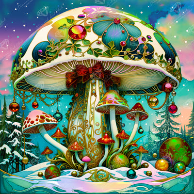 Diamond Painting Yuletide Enchanted Mushroom 22" x 22" (55.8cm x 55.8cm) / Square With 82 Colors Including 2 ABs and 1 Special Diamond and 3 Fairy Dust Diamonds / 50,176