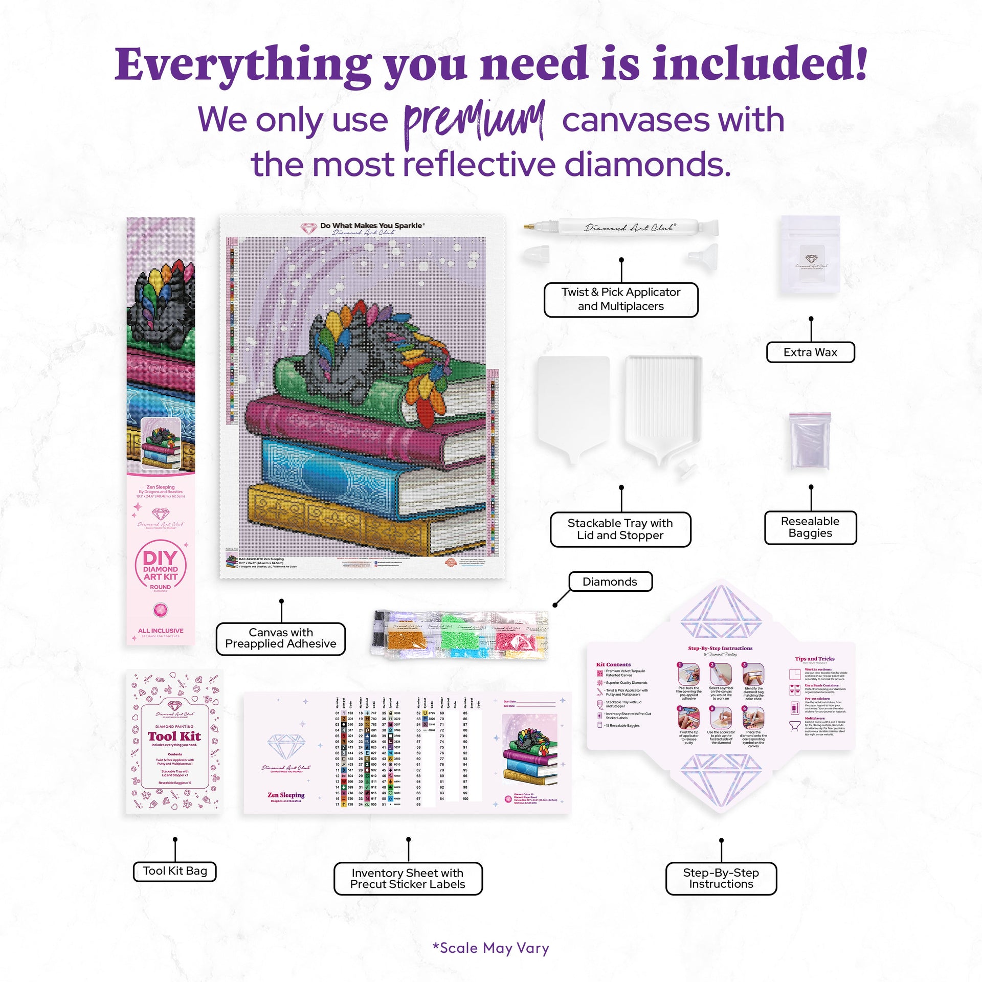 Diamond Painting Zen Sleeping 19.1" x 24.6" (48.4cm x 62.5cm) / Round with 55 Colors including 6 ABs and 4 Fairy Dust Diamonds / 39,952