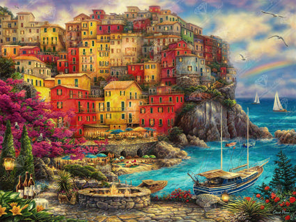 Diamond Painting A Beautiful Day at Cinque Terre 36.6" x 27.6″ (93cm x 70cm) / Square with 57 Colors including 2 ABs
