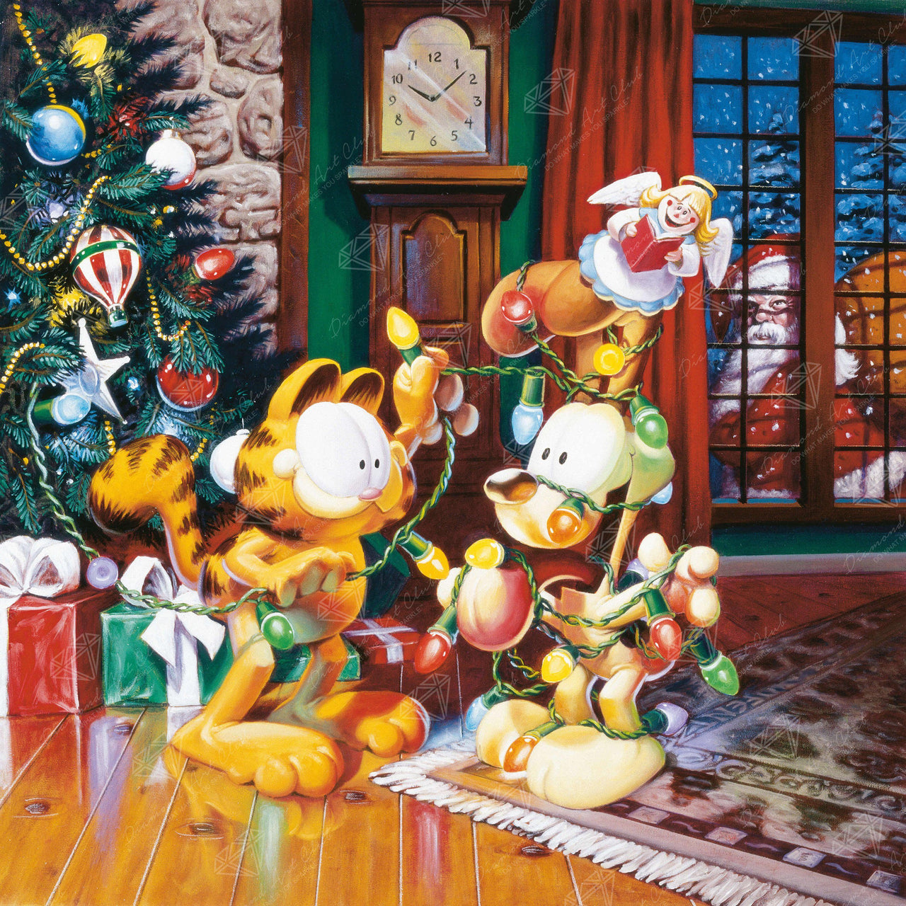Diamond Painting A Garfield Christmas 27.6" x 27.6″ (70cm x 70cm) / Round with 59 Colors including 4 ABs / 76,729