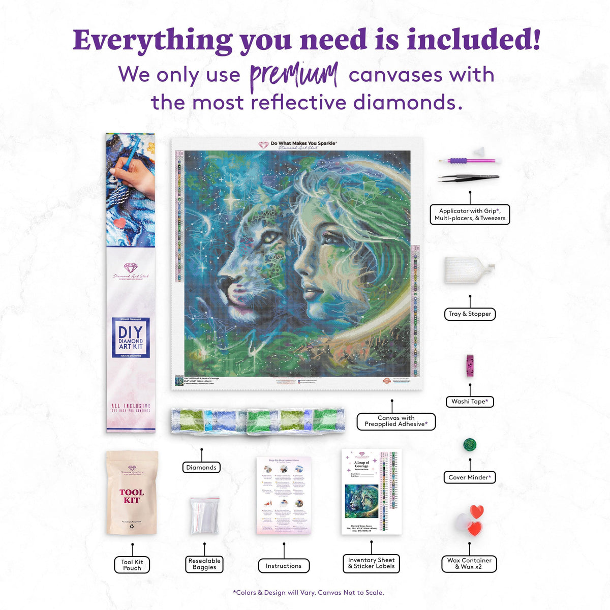 Diamond Painting A Leap of Courage 25.6" x 25.6" (65cm x 65cm) / Square with 57 Colors including 3 ABs / 68,121