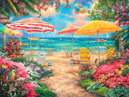 Diamond Painting A Perfect Day at the Beach 36.6" x 27.6" (93cm x 70cm) / Square With 60 Colors Including 4 ABs / 104,813