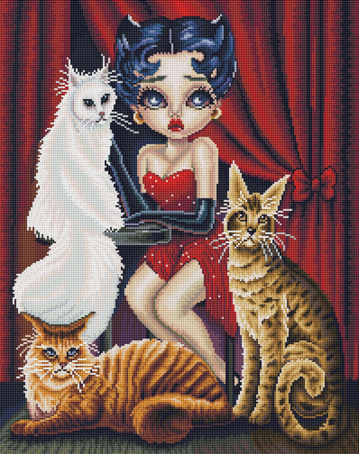 Diamond Painting A Strange Kind of Cat 22" x 28" (56cm x 71cm) / Round with 54 Colors including 3 ABs / 50,148