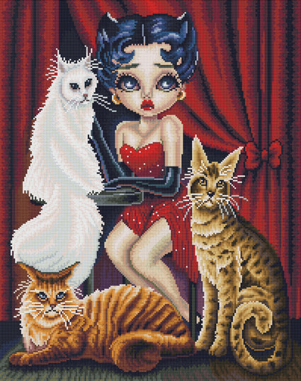 Diamond Painting A Strange Kind of Cat 22" x 28" (56cm x 71cm) / Round with 54 Colors including 3 ABs / 50,148