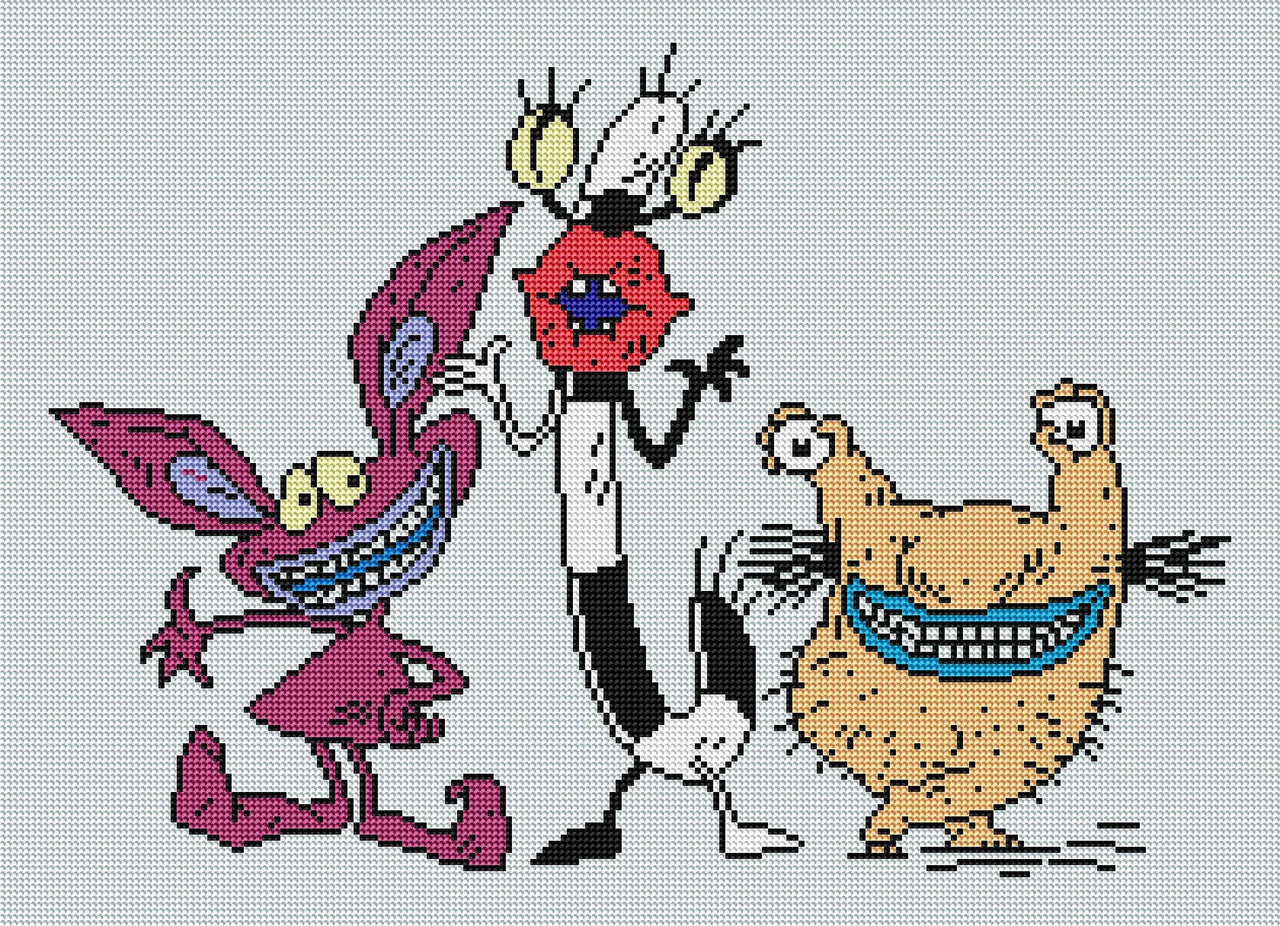 Diamond Painting Aaahh!!! Real Monsters™ 23" x 17" (59cm x 43cm) / Round With 12 Colors Including 2 ABs and 1 Glow in the Dark Diamonds / 31,920