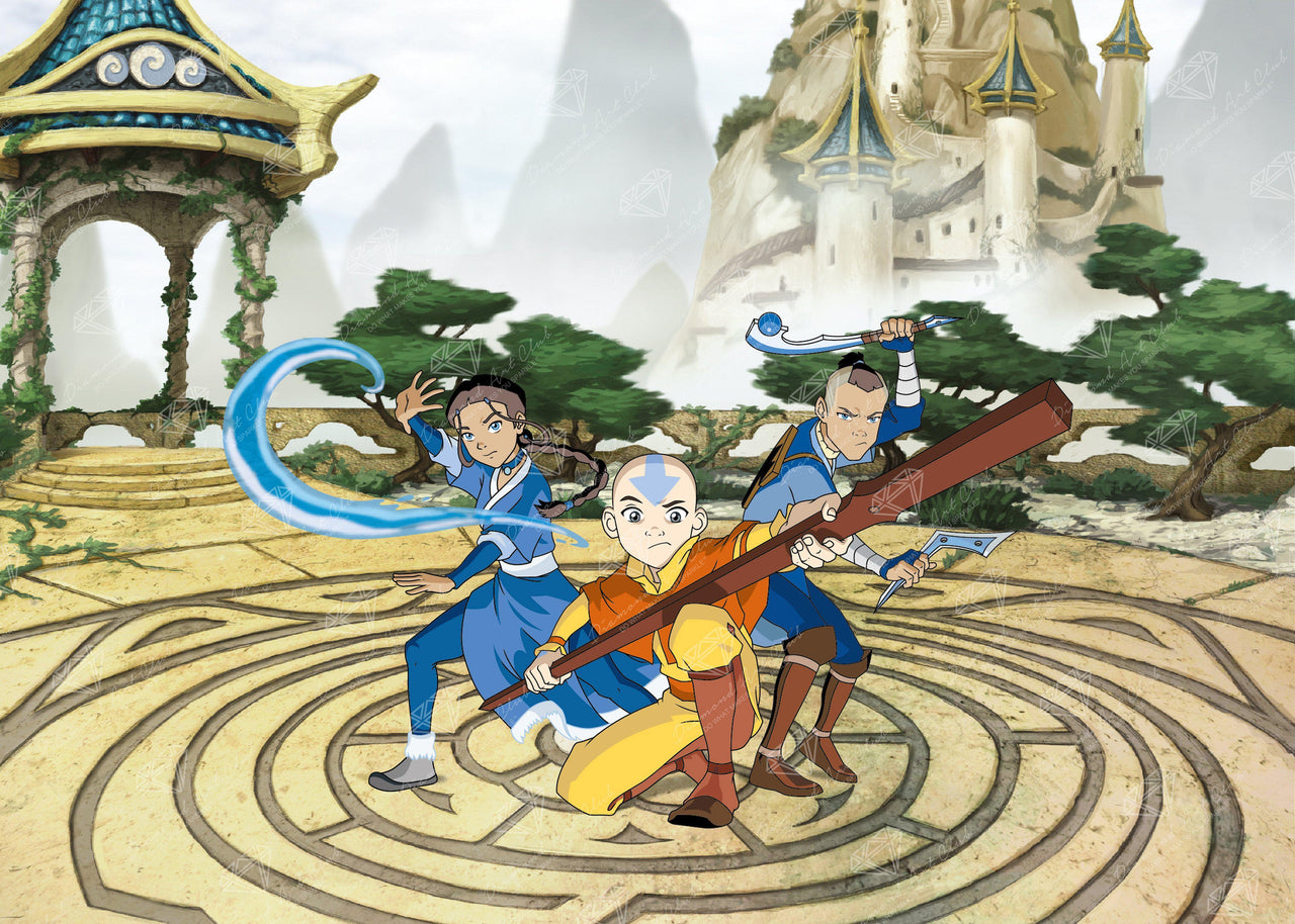 Diamond Painting Aang, Katara, & Sokka 38.6" x 27.6" (98cm x 70cm) / Square with 58 Colors including 4 ABs / 107,476