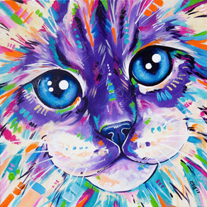 Diamond Painting Abstract Cat 20" x 20" (51cm x 51cm) / Square with 40 Colors including 4 ABs / 40,401