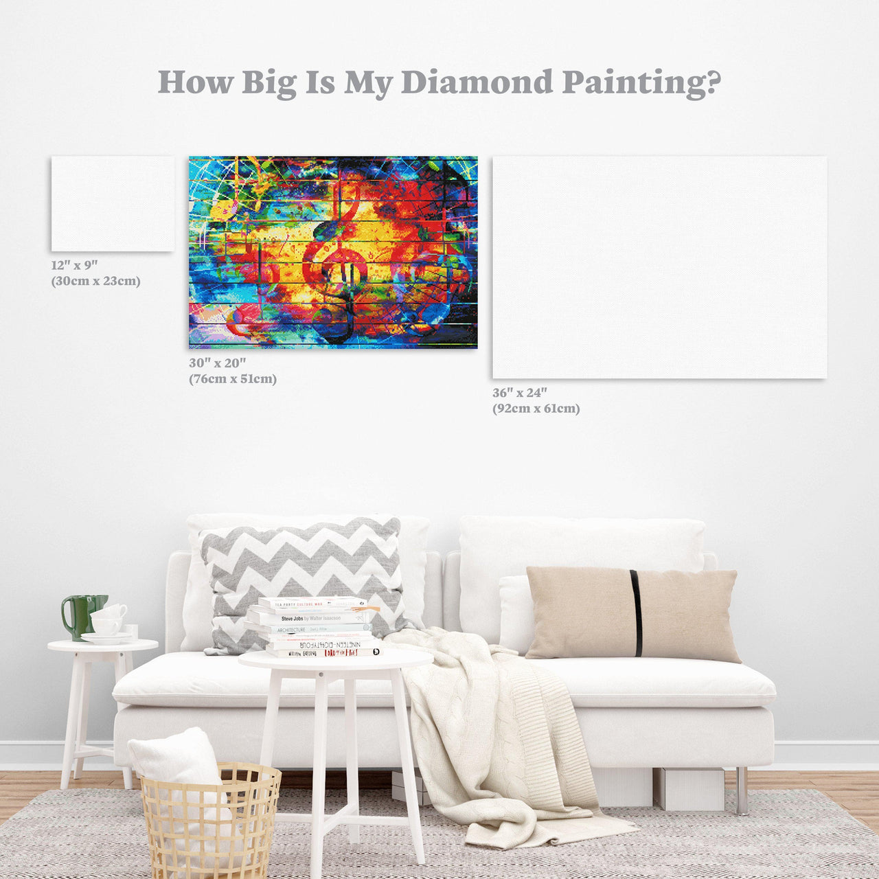 Diamond Painting Abstract Music Notes 20" x 30″ (51cm x 76cm) / Round with 46 Colors including 2 ABs / 48,601