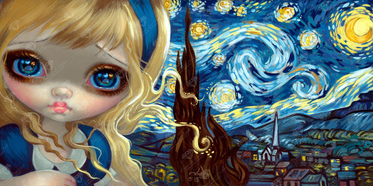 Diamond Painting Alice In The Starry Night 32" x 16″ (81cm x 41cm) / Round with 58 Colors including 3 ABs / 42,050