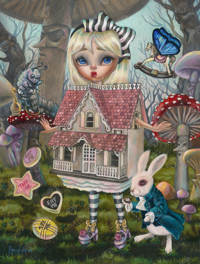 Diamond Painting Alice in The White Rabbit House 22" x 29″ (56cm x 74cm) / Square with 59 Colors including 2 ABs / 62,590