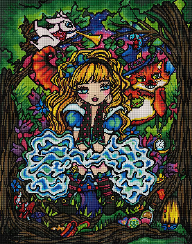 Diamond Painting Alice Lost 27.6" x 35.0″ (70cm x 89cm) / Square with 49 Colors including 2 ABs / 97,782