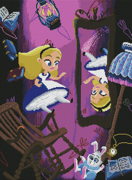 Diamond Painting Alice Puzzle 20" x 27″ (51cm x 69cm) / Square with 34 Colors including 3 ABs / 54,873