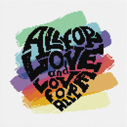 Diamond Painting All For Love 13" x 13" (33cm x 33cm) / Square with 14 Colors including 6 ABs / 16,900