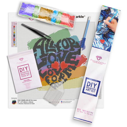 Diamond Painting All For Love 13" x 13" (33cm x 33cm) / Square with 14 Colors including 6 ABs / 16,900