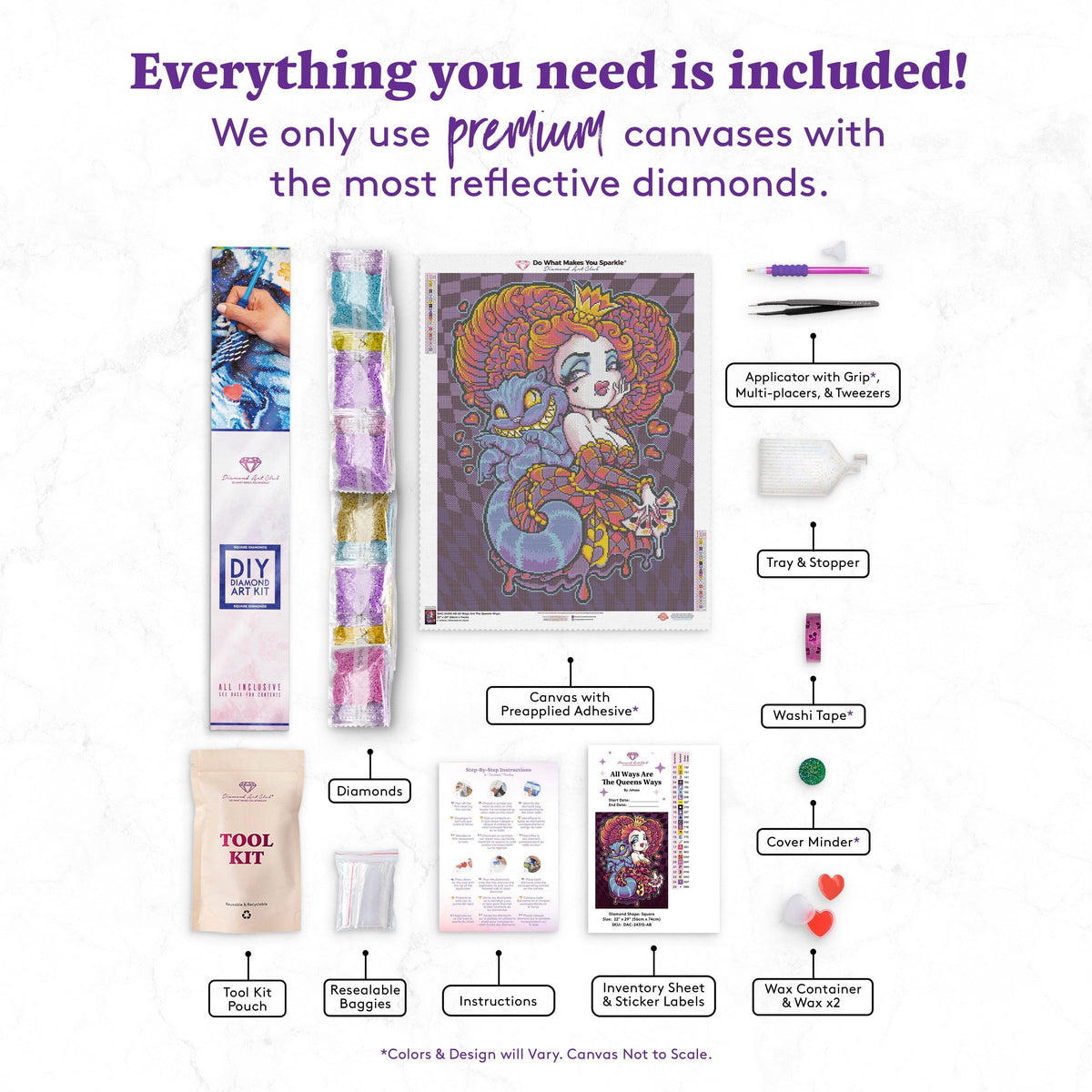 Diamond Painting All Ways Are The Queens Ways 22" x 29" (56cm x 74cm) / Square with 25 Colors including 3 ABs / 66,080
