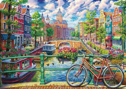 Diamond Painting Amsterdam Canal 38.6" x 27.6″ (98cm x 70cm) / Square with 65 Colors including 4 ABs / 107,476