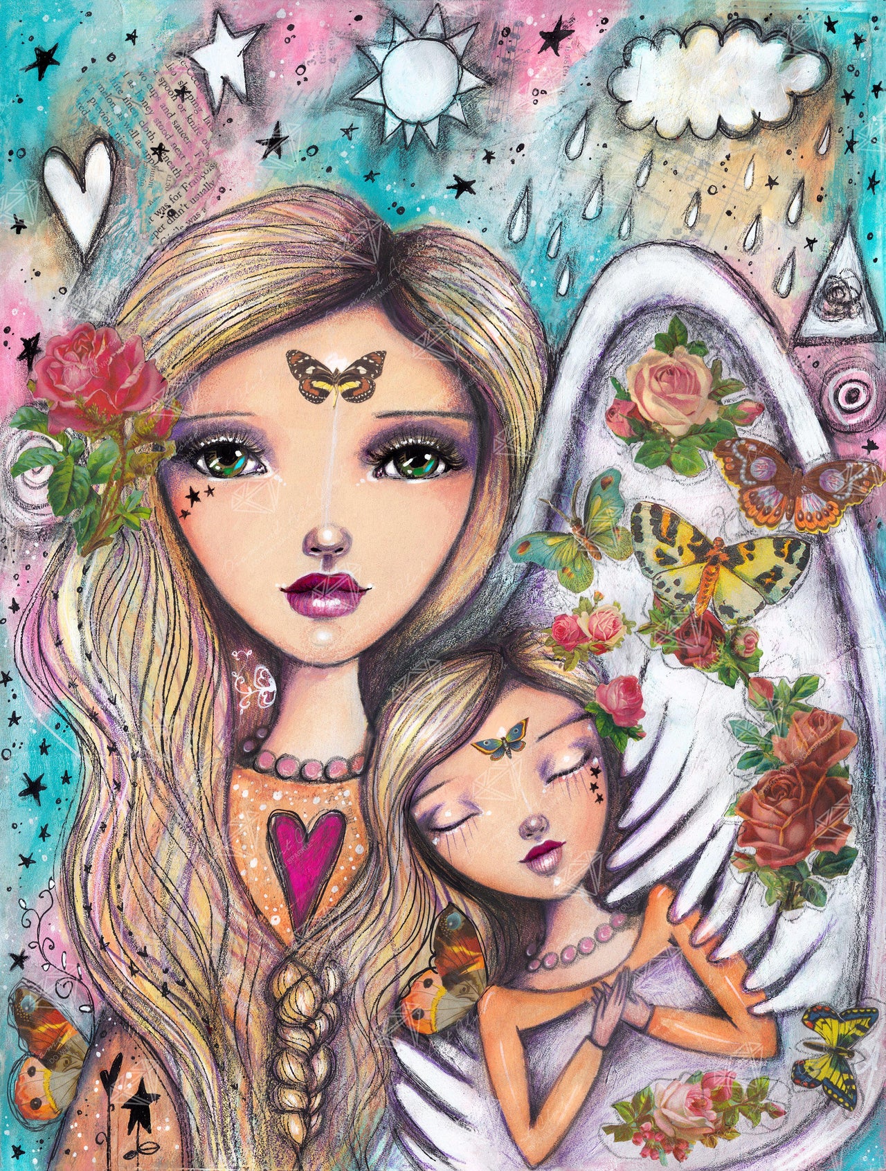 Diamond Painting Angels With You 22" x 29″ (56cm x 74cm) / Round with 60 Colors including 4 ABs / 52,336