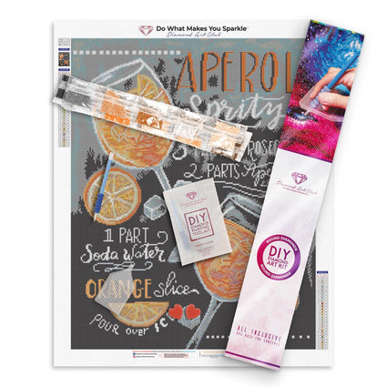 Diamond Painting Aperol Spritz 21.7" x 27.6″ (55cm x 70cm) / Round With 26 Colors Including 1 AB / 48,360