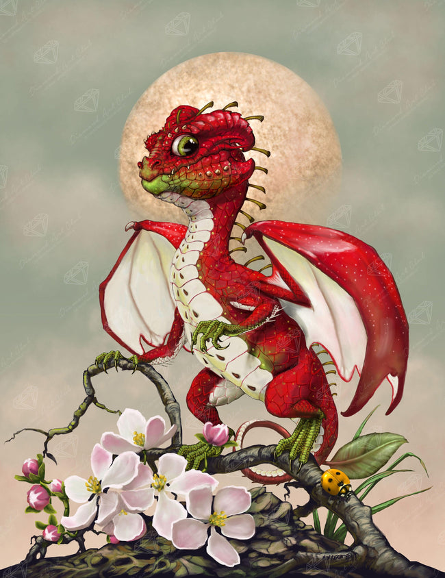 Diamond Painting Apple Dragon 20" x 26" (51cm x 66cm) / Round with 58 Colors including 4 ABs / 42,535